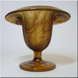 Davidson Art Deco Amber Cloud Glass Vase #293  