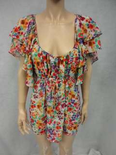 Garden Collection by H&M Floral Flutter Sleeve Tunic Top Shirt US 14 L 