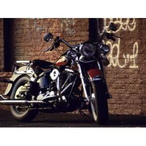  Motorcycle with Brick Wall and Graffiti Premium 