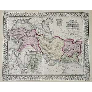  Map of Persia, Turkey in Asia Afghanistn, Beloochistan 