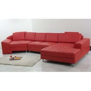   Bella Modern Red Bonded Leather Sectional Sofa   RSF