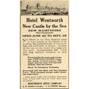  1918 Ad Hotel Wentworth Castle Sea New England Coast 