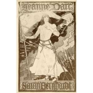  1913 Joan of Arc Sarah Bernhardt Grasset Mini Poster 
