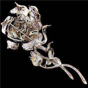 Bud Flower Rose Brooch Pin Topaz Swarovski Crystal  