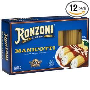 Ronzoni Manicotti Pasta, 8 Ounce Boxes Grocery & Gourmet Food