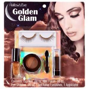 Lets Party By Paper Magic Hallows Eve Gold Makeup and False Eyelashes 