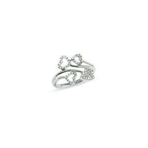   Diamond Double Heart Bypass Ring in 10K White Gold 1/6 CT. T.W. hearts