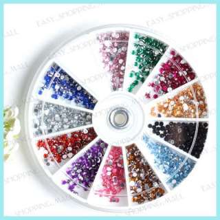 500 pcs Rhinestone Beads Acrylic Nail Decals 12 Color  
