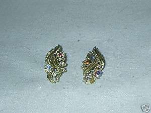 Vintage Coro rhinestone clip on earrings  