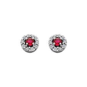  14kt White Gold Genuine Ruby Earrings Jewelry
