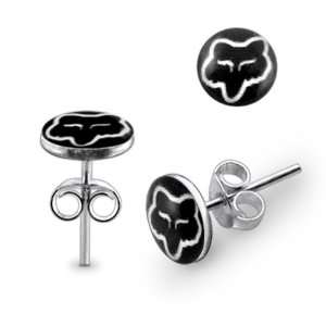  Black Fox Logo Silver Earring: Jewelry