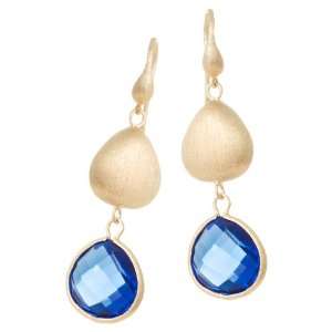 Rivka Friedman Double Dangle Dark Blue Topaz Crystal Dangle Earrings