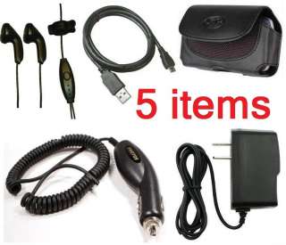 For T Mobile myTouch 4G Slide Car+Home Charger+Headset+Case+USB Cable 