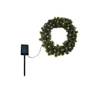 Mr. Light 24 inch Wreath with 50 White Solar LED Multi Function Lights 