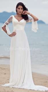 White Lace Long Sleeve A Ling Beach Vintage Wedding Dress Bridal Gowns 