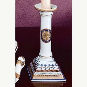  Mottahedeh Chinoise Blue Candlesticks Pair 6 In