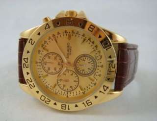 Vintage Milagro Quartz Mens Chronograph Wrist Watch Gold Tone Gold 