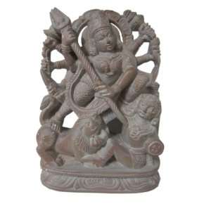  Hindu Goddess Statue Devi Durga Defeating Buffalo Stone 