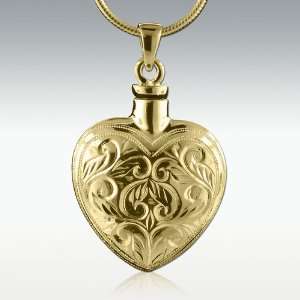   Renaissance Heart 14k Gold Vermeil Cremation Jewelry