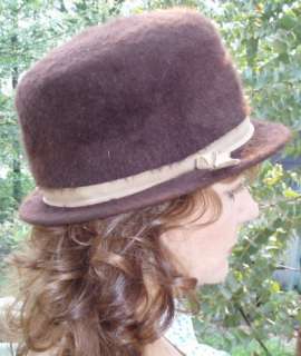 Vintage 20s 30s Brown Top Hat Cloche by Genevieve  