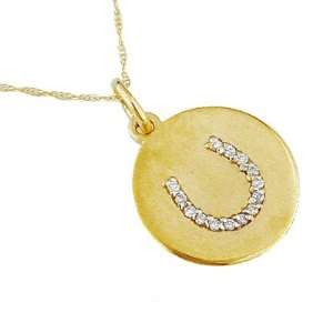    14K Yellow Gold Diamond Horse Shoe Necklace Grande Jewelry