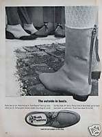 1966 HUSH PUPPIES SHOES/BOOTS Vintage Print Ad 10 x 13  