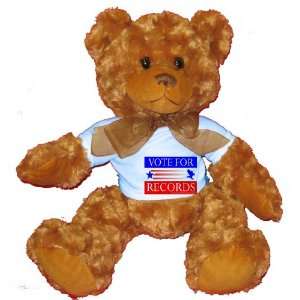  VOTE FOR RECORDS Plush Teddy Bear with BLUE T Shirt Toys 