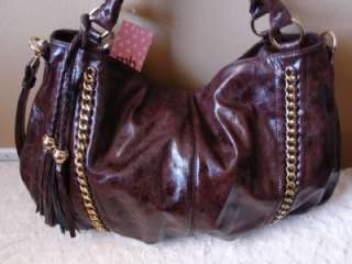 MELIE BIANCO Slouchy Hobo Handbag Chain Tassels BROWN  