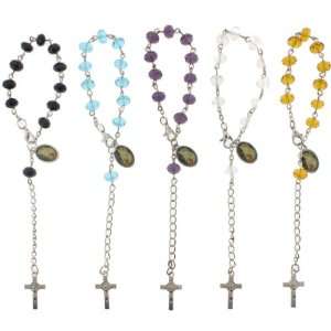  of 5 Crystal Mystery Hand or Auto Rosary with Guardian Angel Figure 