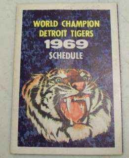 vintage DETROIT TIGERS BASEBALL pocket schedule 1969 fan souvenir 