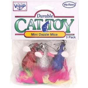  Vo Toys Mini Dazzle Mice with Feathers 3 pack Cat Toy 