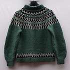 Vintage Hand Knit ICELANDIC WOOL Turtleneck Sweater Raglan Sleeves 
