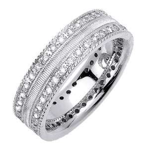  Platinum Milgrain Diamond Wedding Ring (0.72ct) Jewelry
