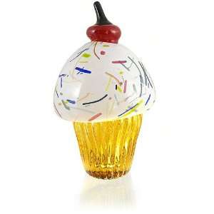    Handblown Glass Cupcake, Vanilla Icing Color