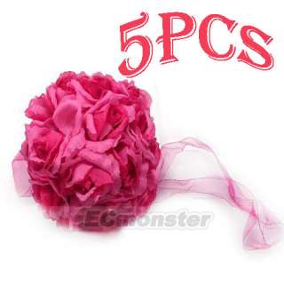   Fuchsia Rose Kissing Balls Pew Bow Wedding Flower Decoration  