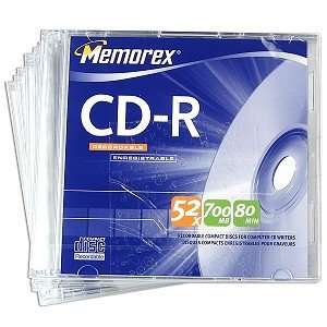  Memorex 52x 700MB CD R Media in Slim Jewel Case (10 Pack 