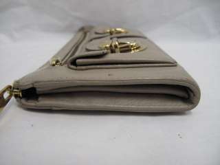 Marc Jacobs Beige Leather Zip Wallet W/Gold Hardware  