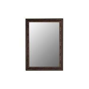 Ready to hang wall mirror framed in Lodge Dark Walnut with warm rustic 