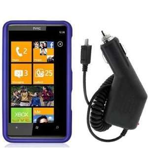 Purple Rubberized Snap On Hard Skin Case Cover + Car Vehicle Charger 