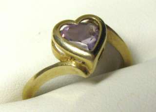 Amethyst Heart in 14K Yellow Gold Ring  Valentine   Not Scrap!  