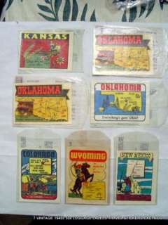 VINTAGE 1940s 50s LUGGAGE LABELS TRAVEL STICKERS EXC! FREE SHIPPING 