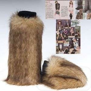 pair of lower Leg warmers Boot Sleeve Covers faux fur  