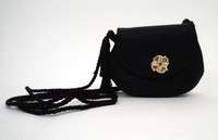JUDITH LEIBER Navy Blue Satin/Jeweled Eve Pouch Clutch/Shoulder Bag 