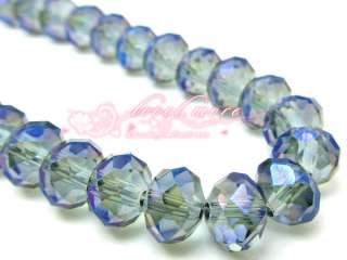Free shipping 35pcs Light Purple blue Transparent Crystal Beads 8x6 mm 