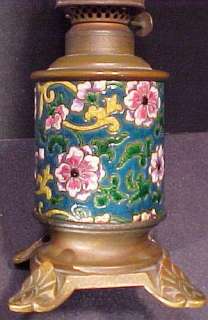 Ca. 1880s 4 1/2 MINIATURE Aesthetic Kerosene Oil Lamp Longwy Pottery