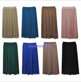   New Women Chiffon Pleated Elastic Waistband Long Skirt SQ04  