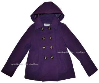 10 12 Girls LONDON FOG purple Winter Jacket PEA Dress Coat Hooded NEW 