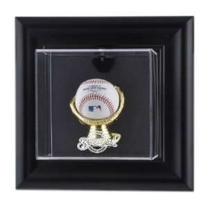   Wall Mounted Brewers Logo Baseball Display Case: Sports & Outdoors