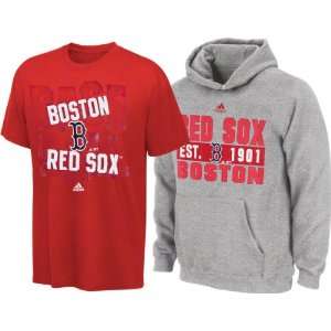  Boston Red Sox Youth Grey Hooded Sweatshirt with Red T 