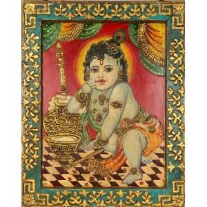  Lord Shri Krishna Enjoying Makhan   Antiquated Color on 